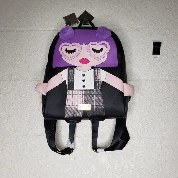 Betsey Johnson Handbags - NWT Purple Hair Girl Betsey Johnson Mini Backpack